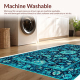 Ultra Soft Area Rug, Non Slip, Stain Resistant, Washable Area Rugs for Living Room, Bedroom, Boho Distressed Navy Teal Living Room Rug(Blue)