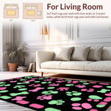 Ultra Soft Area Rug, Non Slip, Stain Resistant, Washable Area Rugs for Living Room, Bedroom, Artistic Colorful Paw Trait Design(Pink)