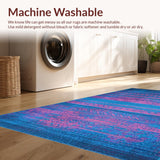 Ultra Soft Area Rug, Non Slip, Stain Resistant, Washable Area Rugs for Living Room, Bedroom, Dynamic Blue Pink Mosaic Theme(Blue)
