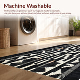 Ultra Soft Area Rug, Non Slip, Stain Resistant, Washable Area Rugs for Living Room, Bedroom, Vibrant Zebra-Inspired Artistic Flair(Black)