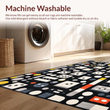 Ultra Soft Area Rug, Non Slip, Stain Resistant, Washable Area Rugs for Living Room, Bedroom, Stylish Graphic Dice Arrangement(Black)
