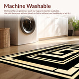 Ultra Soft Area Rug, Non Slip, Stain Resistant, Washable Area Rugs for Living Room, Bedroom, Glamorous Black Gold Geometric Design(Gold)