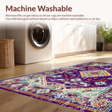 Ultra Soft Area Rug, Non Slip, Stain Resistant, Washable Area Rugs for Living Room, Bedroom, Vibrant Abstract Distressed Motif(Purple)
