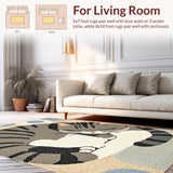 Ultra Soft Area Rug, Non Slip, Stain Resistant, Washable Area Rugs for Living Room, Bedroom, Eclectic Cozy Animal Motif(Gray)