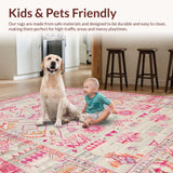 Ultra Soft Area Rug, Non Slip, Stain Resistant, Washable Area Rugs for Living Room, Bedroom, Subtle Neutral Boho Chic Appeal(Pink)