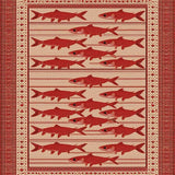 Ultra Soft Area Rug, Non Slip, Stain Resistant, Washable Area Rugs for Living Room, Bedroom, Vibrant Coastal Fish Artwork(Red)