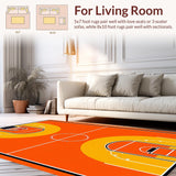 Ultra Soft Area Rug, Non Slip, Stain Resistant, Washable Area Rugs for Living Room, Bedroom, Chic Game Day Statement Piece(Orange)