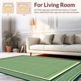 Beige Ground Green Intricate Diamond Lattice Design(Green)