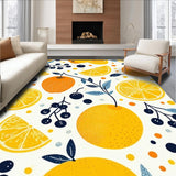 Ultra Soft Area Rug, Non Slip, Stain Resistant, Washable Area Rugs for Living Room, Bedroom, Delightful Fresh Fruit Design Elements(Orange)