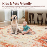 Ultra Soft Area Rug, Non Slip, Stain Resistant, Washable Area Rugs for Living Room, Bedroom, Beige Brown Vintage Medallion Distressed Retro Floor(Beige)