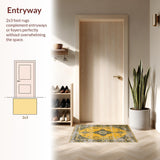 Ultra Soft Area Rug, Non Slip, Stain Resistant, Washable Area Rugs for Living Room, Bedroom, Timeless Classic Lattice Design(Yellow)