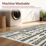 Ultra Soft Area Rug, Non Slip, Stain Resistant, Washable Area Rugs for Living Room, Bedroom, Elegant Geometric Monochrome Design(Black)
