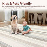 Ultra Soft Area Rug, Non Slip, Stain Resistant, Washable Area Rugs for Living Room, Bedroom, Modern Bath Greige and Beige Striped Texture(Gray)