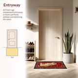 Ultra Soft Area Rug, Non Slip, Stain Resistant, Washable Area Rugs for Living Room, Bedroom, Funky Ethnic Animal Print(Red)