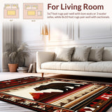 Ultra Soft Area Rug, Non Slip, Stain Resistant, Washable Area Rugs for Living Room, Bedroom, Bold Rustic Cabin Decor(Red)