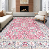 Ultra Soft Area Rug, Non Slip, Stain Resistant, Washable Area Rugs for Living Room, Bedroom, Vibrant Ottoman-inspired Geometric Design(Pink)