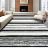 Ultra Soft Area Rug, Non Slip, Stain Resistant, Washable Area Rugs for Living Room, Bedroom, Contemporary Linear Art Rug with Striped Motif and Monochrome Appeal(Black)