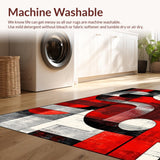 Ultra Soft Area Rug, Non Slip, Stain Resistant, Washable Area Rugs for Living Room, Bedroom, Modern Artistic Audio Vibes(Red)