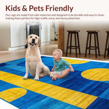 Ultra Soft Area Rug, Non Slip, Stain Resistant, Washable Area Rugs for Living Room, Bedroom, Elegant Minimalist Patterned Delight(Blue)