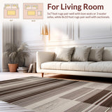 Ultra Soft Area Rug, Non Slip, Stain Resistant, Washable Area Rugs for Living Room, Bedroom, Trendy Minimalist Grid Arrangement(Brown)