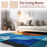 Ultra Soft Area Rug, Non Slip, Stain Resistant, Washable Area Rugs for Living Room, Bedroom, Artistic Hole Design Bedroom Plush Area Rug(Blue)