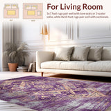 Ultra Soft Area Rug, Non Slip, Stain Resistant, Washable Area Rugs for Living Room, Bedroom, Transitional Luxe Patterned Charm(Purple)