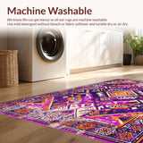 Ultra Soft Area Rug, Non Slip, Stain Resistant, Washable Area Rugs for Living Room, Bedroom, Striking Elegant Linear Texture(Purple)