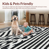Ultra Soft Area Rug, Non Slip, Stain Resistant, Washable Area Rugs for Living Room, Bedroom, Elegant Chevron Stripe Carpet with Crisp Black and White Repeating Motifs(Black)