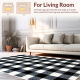 Ultra Soft Area Rug, Non Slip, Stain Resistant, Washable Area Rugs for Living Room, Bedroom, Modern Vintage Shaggy Bedroom Carpet(Black)