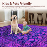 Ultra Soft Area Rug, Non Slip, Stain Resistant, Washable Area Rugs for Living Room, Bedroom, Vibrant Floral Boho Tapestry(Purple)