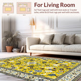 Ultra Soft Area Rug, Non Slip, Stain Resistant, Washable Area Rugs for Living Room, Bedroom, Chic Eclectic Tiled Arrangement(Yellow)