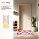 Ultra Soft Area Rug, Non Slip, Stain Resistant, Washable Area Rugs for Living Room, Bedroom, Warm Earthy Medallion Arrangement(White)