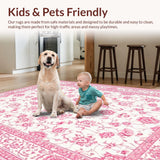 Ultra Soft Area Rug, Non Slip, Stain Resistant, Washable Area Rugs for Living Room, Bedroom, Artful Distressed Floral Visualization(White)