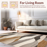 Ultra Soft Area Rug, Non Slip, Stain Resistant, Washable Area Rugs for Living Room, Bedroom, Abstract Earthy Toned Swirls(Beige)