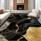 Ultra Soft Area Rug, Non Slip, Stain Resistant, Washable Area Rugs for Living Room, Bedroom, Refined Black Abstract Style(Black)
