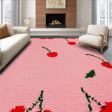 Ultra Soft Area Rug, Non Slip, Stain Resistant, Washable Area Rugs for Living Room, Bedroom, Cute Fruity Graphic Style(Pink)