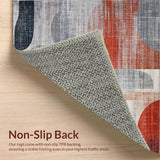 Ultra Soft Area Rug, Non Slip, Stain Resistant, Washable Area Rugs for Living Room, Bedroom, Elegant Soft Geometric Waves(Red)