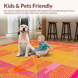 Ultra Soft Area Rug, Non Slip, Stain Resistant, Washable Area Rugs for Living Room, Bedroom, Eclectic Round Color Splash Design(Orange)