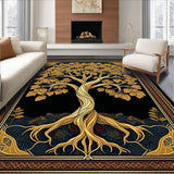 Ultra Soft Area Rug, Non Slip, Stain Resistant, Washable Area Rugs for Living Room, Bedroom, Minimalist Viking Symbolism Display(Gold)