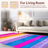 Ultra Soft Area Rug, Non Slip, Stain Resistant, Washable Area Rugs for Living Room, Bedroom, Charming Kid-Friendly Textured Art(Purple)