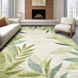 Ultra Soft Area Rug, Non Slip, Stain Resistant, Washable Area Rugs for Living Room, Bedroom, Sage Green Tropical Aesthetic(Beige)