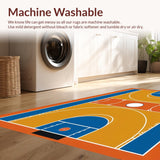 Ultra Soft Area Rug, Non Slip, Stain Resistant, Washable Area Rugs for Living Room, Bedroom, Bold Geometric Basketball Motif(Orange)