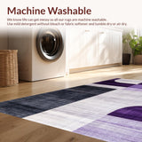 Ultra Soft Area Rug, Non Slip, Stain Resistant, Washable Area Rugs for Living Room, Bedroom, Elegant Geometric Grey and White(Purple)