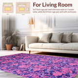 Ultra Soft Area Rug, Non Slip, Stain Resistant, Washable Area Rugs for Living Room, Bedroom, Whimsical Earth Tone Floral Accents(Purple)