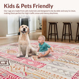 Ultra Soft Area Rug, Non Slip, Stain Resistant, Washable Area Rugs for Living Room, Bedroom, Rustic Checkerboard(Pink)