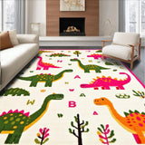 Ultra Soft Area Rug, Non Slip, Stain Resistant, Washable Area Rugs for Living Room, Bedroom, Charming Educational Dino Motif(White)