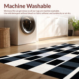 Ultra Soft Area Rug, Non Slip, Stain Resistant, Washable Area Rugs for Living Room, Bedroom, Contemporary Black and White Checkered Aesthetic(Black)