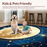 Ultra Soft Area Rug, Non Slip, Stain Resistant, Washable Area Rugs for Living Room, Bedroom, Enchanting Radiant Orb Patterns(Gold)