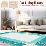 Ultra Soft Area Rug, Non Slip, Stain Resistant, Washable Area Rugs for Living Room, Bedroom, Rustic Ocean-Inspired Texture(Blue)