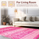 Ultra Soft Area Rug, Non Slip, Stain Resistant, Washable Area Rugs for Living Room, Bedroom, Stylish Elegant Heart Imagery(Pink)